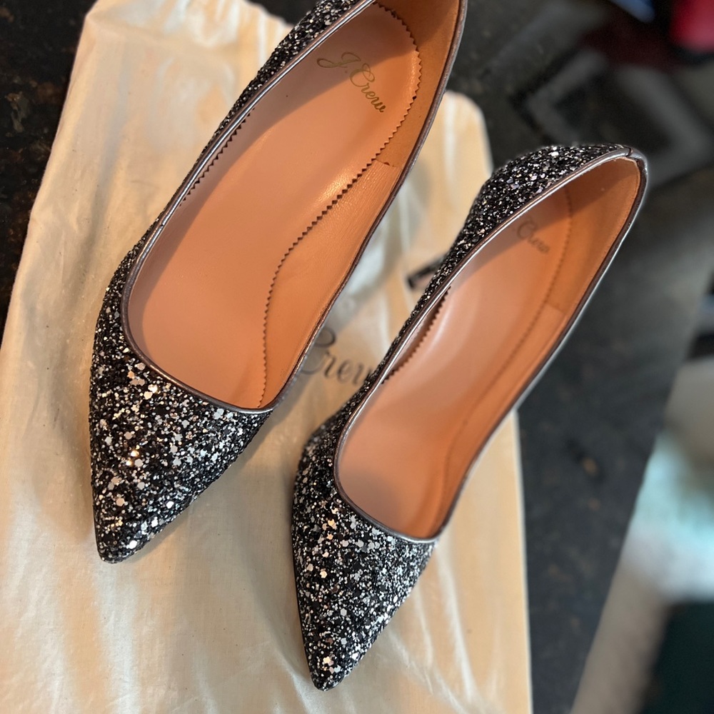 J. Crew Elsie Pumps in Gunmetal Glitter